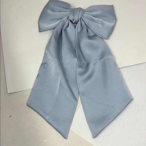 Powder Blue Satin Hair Bow Accessory - Picture 1 of 6